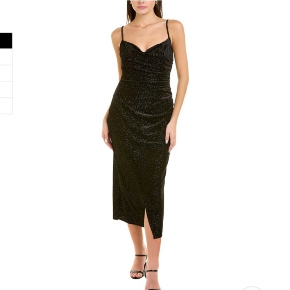 Laundry By Shelli Segal Holiday Evening Wear Black Midi Dress